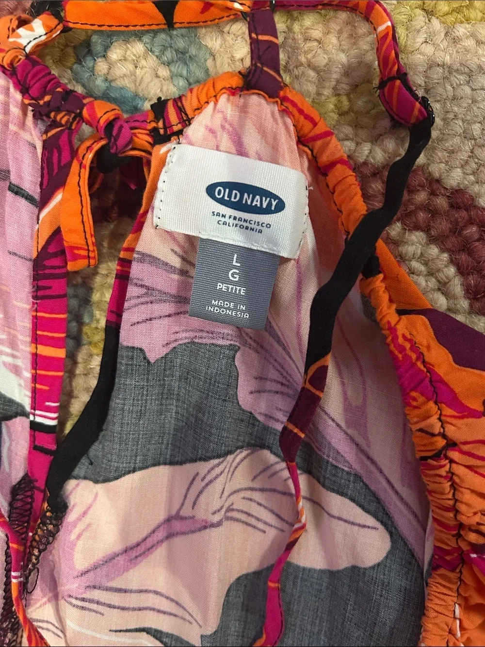 🌸Old Navy Tropical Palm Print Cami Romper Pockets Large Petite
